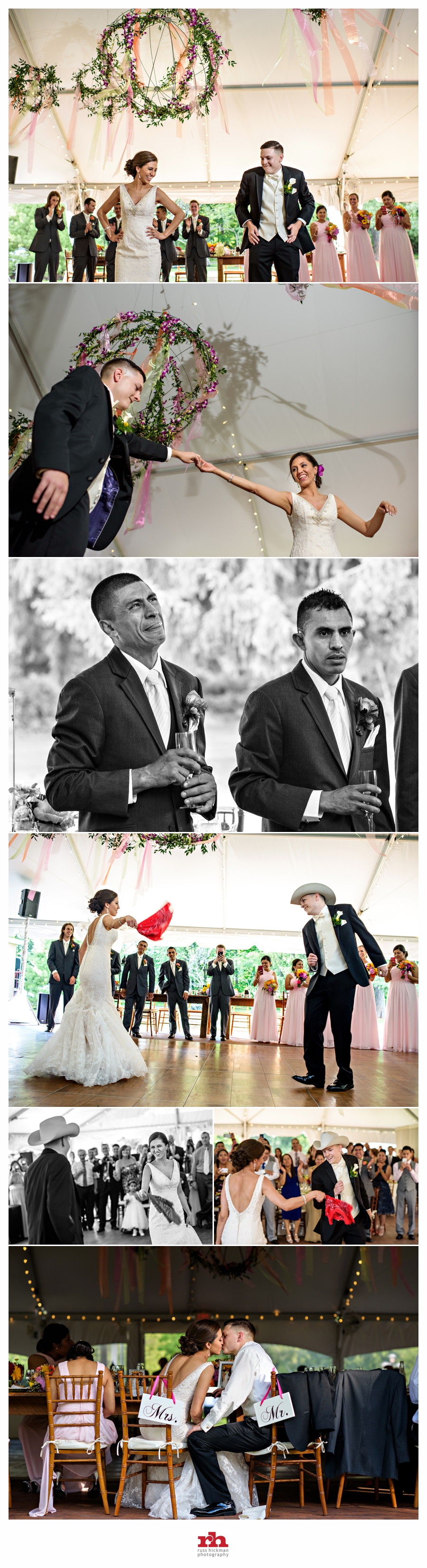 A couple share their first dance and suprise guests with a festive Mexican twist at Pearl S Buck Estate.